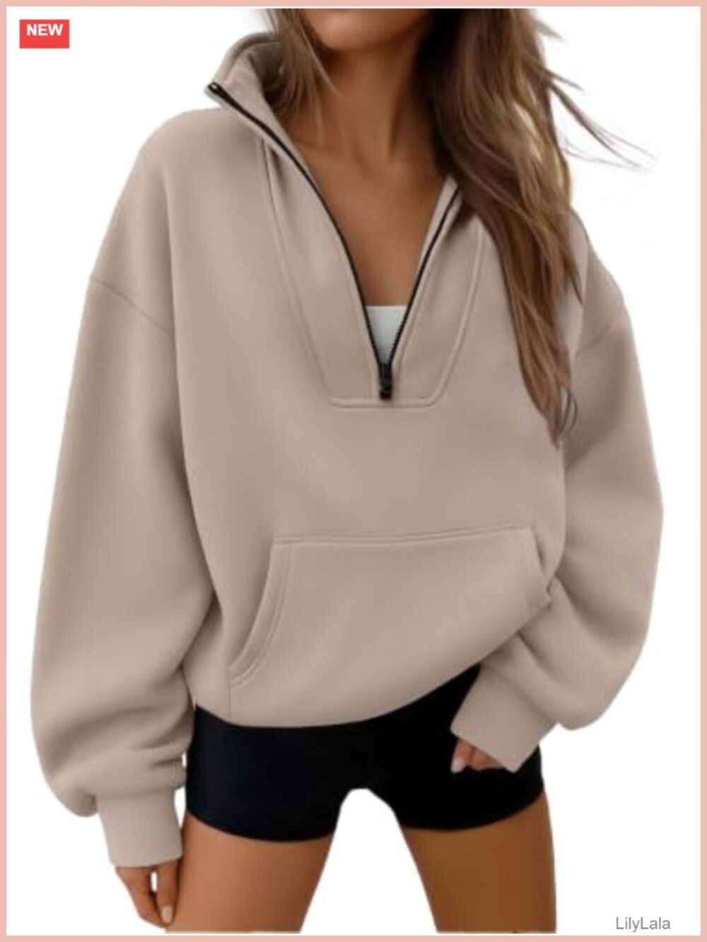 Quarter Half Zip Fleece Pullover Hoodie Cotton Blend Workout Sweatshirt